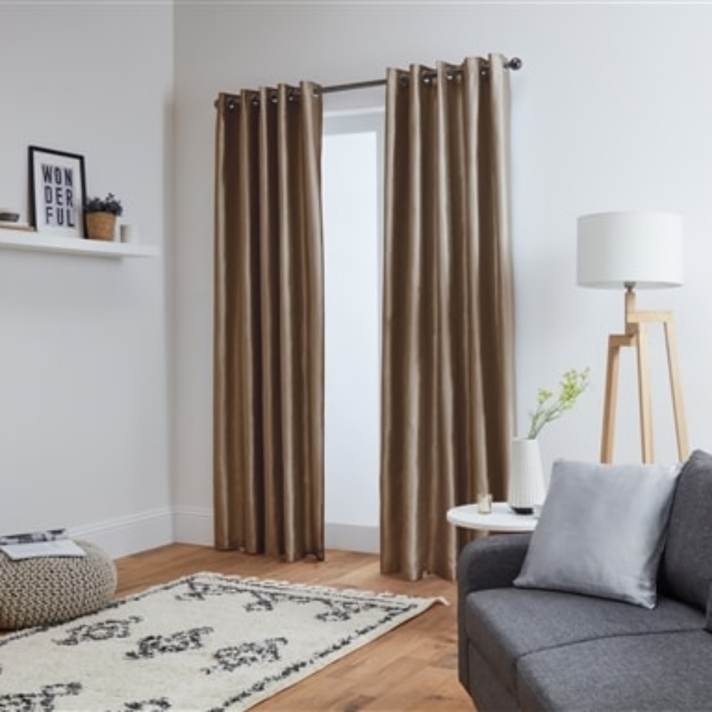 Annabella Faux silk window Curtain panel- Taupe 54"×63"